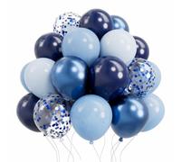 AULE Palloncini Blu Misti Metallizzati: 50 Pezzi 30cm Palloncino Compleanno | Palloncini Blu Cromati Lucido Spessi Azzurri in Lattice per Feste di Battesimo Laurea Anniversario Decorazione