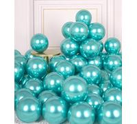 AULE Palloncini Piccoli Verdi 50 Pezzi 13cm Metallizzati Palloncino | Palloncini Turchese Cromati Lucido Spessi Verde in Lattice per Compleanno Anniversario Giungla Dinosauri Decorazioni