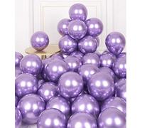 AULE Palloncini Piccoli Viola 50 Pezzi 13cm Metallizzati Palloncino | Palloncini Viola Cromati Lucido Spessi in Lattice per Halloween Compleanno Matrimonio Anniversario Decorazioni