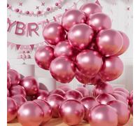 AULE Palloncini Rosa Metallizzati: 50 Pezzi 30cm Palloncino Compleanno | Palloncini Rosa Cromati Lucido Spessi Rose in Lattice per Feste di Matrimonio Anniversario Decorazione