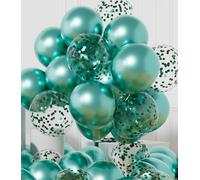 AULE Palloncini Verde Acqua Metallizzati: 42 Pezzi 30cm Turchese Palloncini Coriandoli Cromati Verde Lucido Spessi in Lattice per Compleanno Baby Shower Giungla Dinosauri Decorazioni