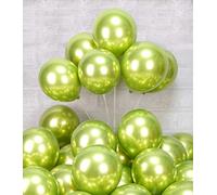 AULE Palloncini Verdi Chiaro Metallizzati: 50 Pezzi 30cm Palloncini Pollici Verdi Lime Cromato Brillante in Lattice Palloncino Spesso con Elio per Compleanno Baby Shower Decorazione Giungla Dinosauri