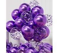 AULE Palloncini Viola Metallizzati: 42 Pezzi 30cm Viola Scuro Palloncini Coriandoli Cromati Purple Lucido in Lattice Addio al Celibato Halloween Matrimonio Compleanno Decorazioni