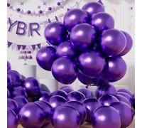 AULE Palloncini Viola Metallizzati: 50 Pezzi 30cm Palloncino Compleanno | Palloncini Viola Scuro Cromati Lucido Spessi Purple in Lattice per Feste di Matrimoni Halloween Anniversario Decorazioni