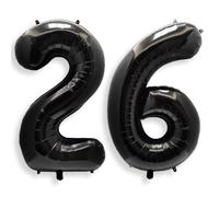 AULE Palloncino Numero 26 Nero: Grande 101 cm Palloncini 26 Anni Compleanno | Palloncini Numeri Neri Mylar Foil Elio Gigante Giganti per Festa di Anniversario Laurea Compleanno Decorazioni