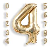 AULE Palloncino Numero 4 Oro: Grande 101 cm Palloncini 4 Anni Compleanno