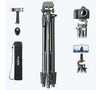 Auleda Treppiede per fotocamera in alluminio compatibile con Canon Nikon con supporto per telefono remoto wireless e borsa carico massimo 6,8 kg