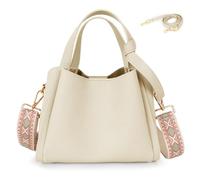 Aulenge Borsa a Mano Donna Pelle Vegana PU Boho Bucket Borsa a Mano Donna Elegante Moderna Borsa a Tracolla Donna Borsa a Spalla Media Grandezza per Lavoro Shopping Bianco