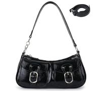 Aulenge Borsa Y2K Borsa a Mano Elegante Donna Borsa a Spalla Media con Catena Borsa a Tracolla Moderna in Pelle Sintetica per Quotidiano Città Nero