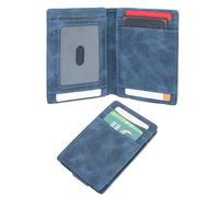 Aulenge Portacarte con Flap per Uomo Portafoglio Slim con Protezione RFID Design a Bustina Portamonete per 8-12 Carte Portamonete Minimalista Blu