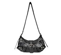 Aulenge Y2K Borsa A Mano Donne Elegante Borsa A Tracolla Pelle Lucida Con Cinturino A Catena Per Festa Cena Piccola Borsa A Spalla Con Chiusura Magnetica Nero