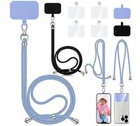 Aulese 2 collane universali per cellulare, unisex, regolabili, con 6 pad, compatibili con tutti gli smartphone, collana (nero + azzurro)