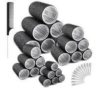 Aulese Set di 36 bigodini grandi con 4 misure, 64 mm, 48 mm, 36 mm, 25 mm, senza calore, autoadesivi, con 12 fermagli per capelli lunghi e corti
