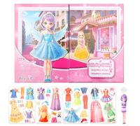 AULSAM Adesivo per topmodel, Dress me Up, Reusable Sticker Book, Magnetico Quiet Book, Regalo per ragazze, 3D, per travestimenti, viaggi e guida (stile 2)