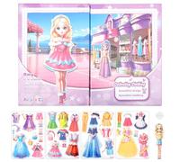 AULSAM Adesivo per topmodel, Dress me Up, Reusable Sticker Book, Magnetico Quiet Book, Regalo per ragazze, 3D, per travestimenti, viaggi e guida (stile 1)