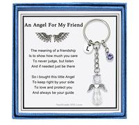 AULSIEY Regali di amicizia Portachiavi Angelo Custode con 12 Pietra portafortuna Regali Angelo Protezione Regalo Personalizzato Per Le Donne, L, Medium