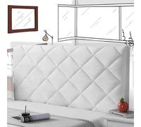 AuMarndi Copertura per Testiera Copri Testiera Letto 1 Piazza E Mezza 135x65 Copri Schienale Addensare La Fodera Della Testiera Del Letto Velluto Elasticizzato Tessuto Universale,bianco-120cm