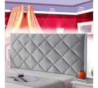 AuMarndi Copri Testata Letto Matrimoniale Imbottita Bianco Fodera per Testiera Letto Singolo Protettiva Letto Imbottito Singolo Matrimoniale Velluto Elasticizzato Tessuto Universale,argento-200cm