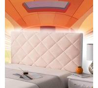 AuMarndi Copri Testiera del Letto Imbottito Copritestata Elasticizzata per Letto Protezione Mobili Fodera Copertura Antipolvere Velluto Fodera Protezione Anti-collisione,rosa-190cm