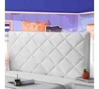 AuMarndi Copri Testiera Letto Matrimoniale Bianco Copri Schienale Letto Singolo Nero Protettiva Letto Imbottito Singolo Matrimoniale Elastico all-Inclusive Coperchio Testata Letto,bianco-180cm