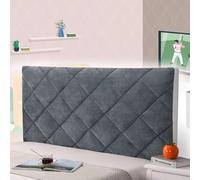 AuMarndi Copri Testiera Letto Matrimoniale Imbottita Velluto Copritestata del Letto Rivestimento Per Giroletto Matrimoniale Cover Elastico All-Inclusive Coperchio Testata Letto,grigio-120cm