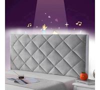 AuMarndi Copri Testiera Letto Singolo Copritestata del Letto Matrimoniale Imbottito Copritestiera Letto Matrimoniale Copertura Fodera per Legno/Ferro/Pelle Copertura Testiera Letto,argento-120cm