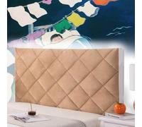 AuMarndi Copri Testiera Letto Singolo Copritestata del Letto Matrimoniale Imbottito Copritestiera Letto Matrimoniale Copertura Fodera per Legno/Ferro/Pelle Copertura Testiera Letto,champagne-180cm