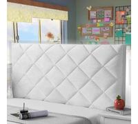 AuMarndi Copritesta Letto Matrimoniale Grigio Velluto Copertura per Testiera Copri Testiera Copertura Imbottita Di Ricambio Copri Testata Protezione Elastica a Tinta Unita, Imbottito,bianco-100cm