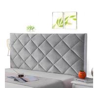 AuMarndi Copritesta Letto Matrimoniale Imbottito Copri Testiera Letto Singolo Schienale Cuscino Spalliera Per Letto Divano Velluto Imbottito Anticollisione Protezione Fodera,argento-100cm