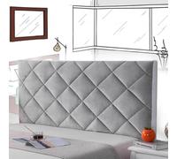 AuMarndi Copritesta Letto Matrimoniale Imbottito Copri Testiera Letto Singolo Schienale Cuscino Spalliera Per Letto Divano Velluto Imbottito Anticollisione Protezione Fodera,argento-150cm