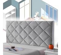 AuMarndi Copritesta Letto Matrimoniale Imbottito Copri Testiera Letto Singolo Schienale Cuscino Spalliera Per Letto Divano Velluto Imbottito Anticollisione Protezione Fodera,argento-160cm