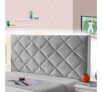 AuMarndi Copritesta Letto Matrimoniale Imbottito Copri Testiera Letto Singolo Schienale Cuscino Spalliera Per Letto Divano Velluto Imbottito Anticollisione Protezione Fodera,argento-120cm