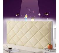 AuMarndi Copritesta Letto Matrimoniale Imbottito Copri Testiera Letto Singolo Schienale Cuscino Spalliera Per Letto Divano Velluto Imbottito Anticollisione Protezione Fodera,giallo-160cm