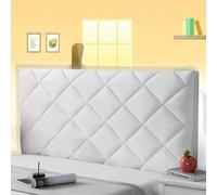 AuMarndi Copritesta Letto Matrimoniale Imbottito Copri Testiera Letto Singolo Schienale Cuscino Spalliera Per Letto Divano Velluto Imbottito Anticollisione Protezione Fodera,bianco-190cm