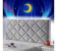AuMarndi Copritestata Elasticizzata Imbottito Rivestimento per Testiera Letto Matrimoniale Protettiva Letto Imbottito Singolo Matrimoniale Antipolvere Decorazione Camera Letto,argento-200cm