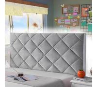AuMarndi Copritestata Elasticizzata Imbottito Rivestimento per Testiera Letto Matrimoniale Protettiva Letto Imbottito Singolo Matrimoniale Antipolvere Decorazione Camera Letto,argento-150cm
