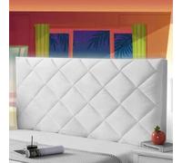 AuMarndi Copritestata Elasticizzata per Letto Singolo Fodera Imbottita per Testiera Protezione Testata Cover Cuscino Antipolvere Velluto Imbottito Anticollisione Protezione Fodera,bianco-150cm