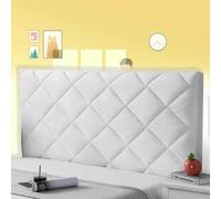 AuMarndi Copritestata Imbottita per Copertura per Testiera Letto Matrimoniale Bianco Copritestiera Letto Matrimoniale Copertura Fodera Protezione Elastica a Tinta Unita, Imbottito,bianco-180cm