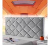 AuMarndi Copritestiera Matrimoniale Imbottita Copri Testiera del Letto Testiera Raccordi Cuscini Lettura Copri Testata Letto Matrimoniale Decorazione Camera, Anti-Graffio Anti-Polvere,argento-100cm