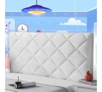 AuMarndi Cuscini Testiera Letto Matrimoniale Imbottita, Rimovibile Lavabile Copri Testiera Cuscini Testata Letto Matrimoniale Ferro Battuto Fodera in Tessuto, Protettiva, Imbottito,bianco-180cm