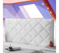AuMarndi Rivestimento Testiera Letto Matrimoniale Imbottita Fodera per Testiera Copritestata Cuscini Lettura Copri Testata Letto Matrimoniale Velluto Elasticizzato Tessuto Universale,bianco-190cm