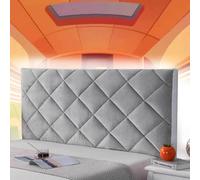 AuMarndi Rivestimento Testiera Letto Matrimoniale Imbottita Fodera per Testiera Copritestata Cuscini Lettura Copri Testata Letto Matrimoniale Velluto Elasticizzato Tessuto Universale,argento-180cm