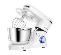 Aumate Impastatrice Planetaria, Impastatrice Professionale 6,2 Litri 1400W, Impastatrice Pizza con Uncino Impastatore, Mescolatore e Frusta Sbattitrice, 6 Velocità Food Mixer (Bianco, 6.2 Litri)