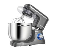 Aumate Impastatrice Planetaria, Impastatrice Professionale 8 Litri 1400W, Impastatrice Pizza con Uncino Impastatore, Mescolatore e Frusta Sbattitrice, 6 Velocità Food Mixer (Grigio, 8 Litri)