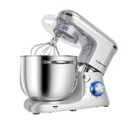 AUMATE Tilt-Head - Batidora de pie, mezclador de cocina, Impastatrice Professionale 8 Litri 1400W, Impastatrice Pizza con Uncino Impastatore (Argento, 8 L)