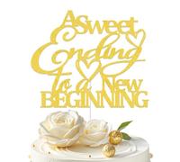 Aumccxz Decorazione per torta con scritta in inglese "A Sweet Ending to A New Beginning Happy Retirement Decorations Good Luck We Will Miss You", decorazione per feste di addio, oro