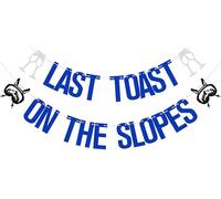 Aumccxz Last Toast on the Slopes Banner Apres Ski Bride Brial Shower Addio al nubilato Decorazioni per feste di addio al nubilato Snow in Love Decorazioni per doccia nuziale Blu Argento e Nero