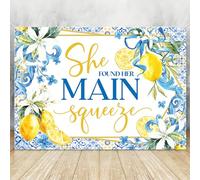 Aumccxz She Found Her Main Sfondo da spremere Limone Decorazioni per addio al nubilato She Found Her Honey Engagement Wedding Party Decorazioni 2,1 x 1,5 m
