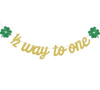 Aumccxz St.Patrick's Day tema 1/2 Way to One Banner tema San Patrizio 6 mesi Decorazioni di compleanno 6 mesi Baby Shower Compleanno Lucky Charm tema Forniture per feste Oro e Verde