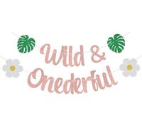 Aumccxz Wild & Onederful Banner Decorazioni per primo compleanno per ragazza Il nostro piccolo fiore di campo sta girando un primo compleanno decorazioni per feste di compleanno oro rosa